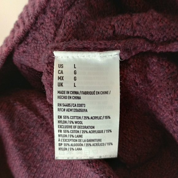 American Eagle Waffle Knit Maroon Sweater Large - Picture 6 of 7